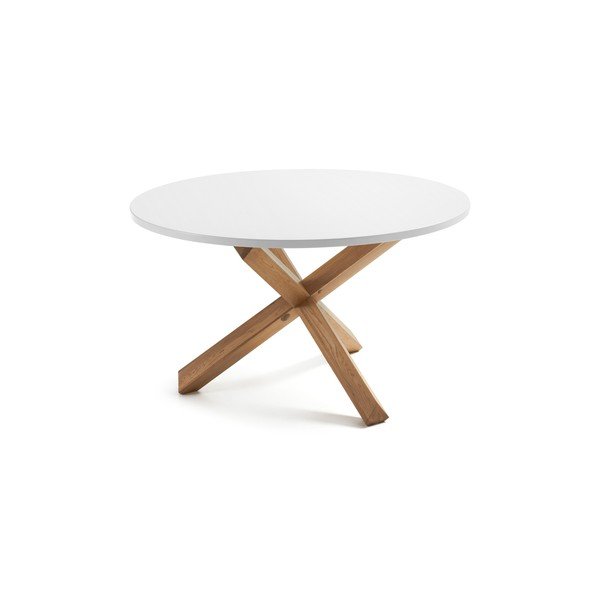 Tammepuust söögilaud valge lauaplaadiga , ø 120 cm Nori - Kave Home-image-2