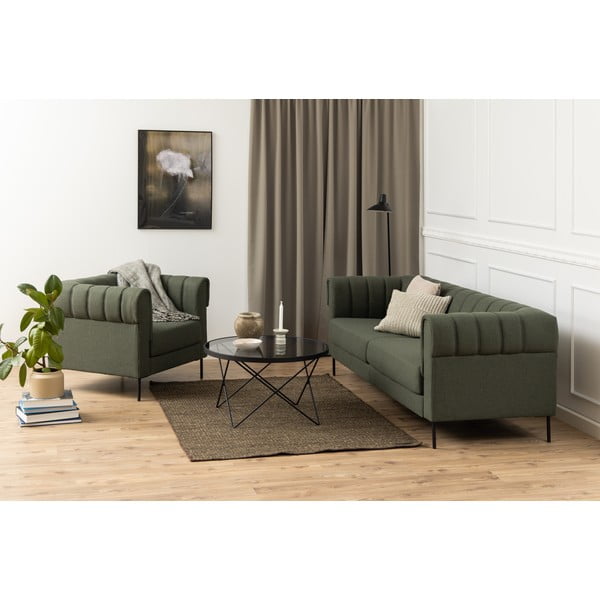 Must klaaspinnaga diivanilaud ø 80 cm Cuxton - Actona-image-4