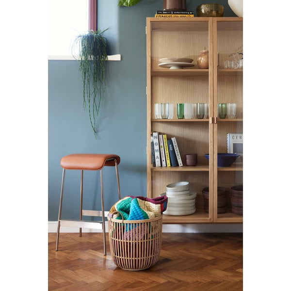 Konjakipruun hõbedast kunstnahast baaritoolid 2 tk (istme kõrgus 75 cm) Avenue - Hübsch-image-4