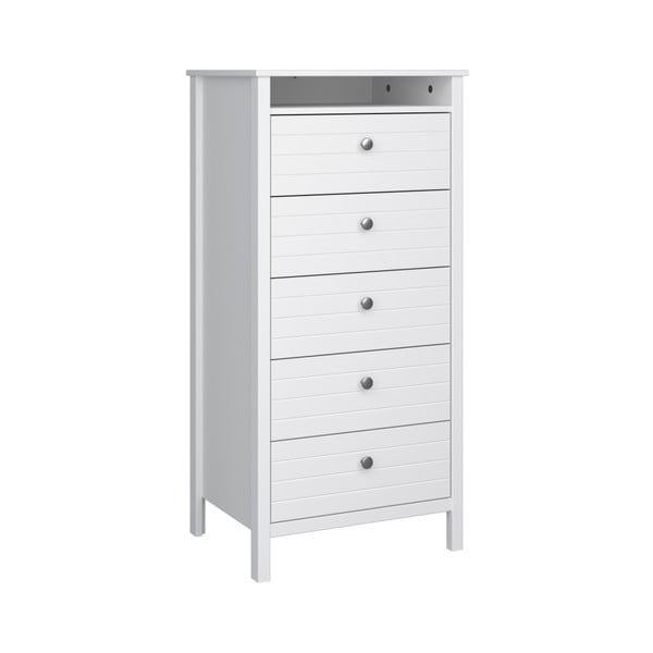 Bílá úzká komoda s 5 zásuvkami Steens New York, výška 120 cm-image-1