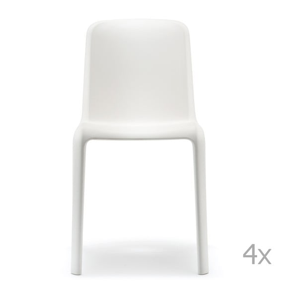 Sada 4 bílých jídelních židlí Pedrali Snow