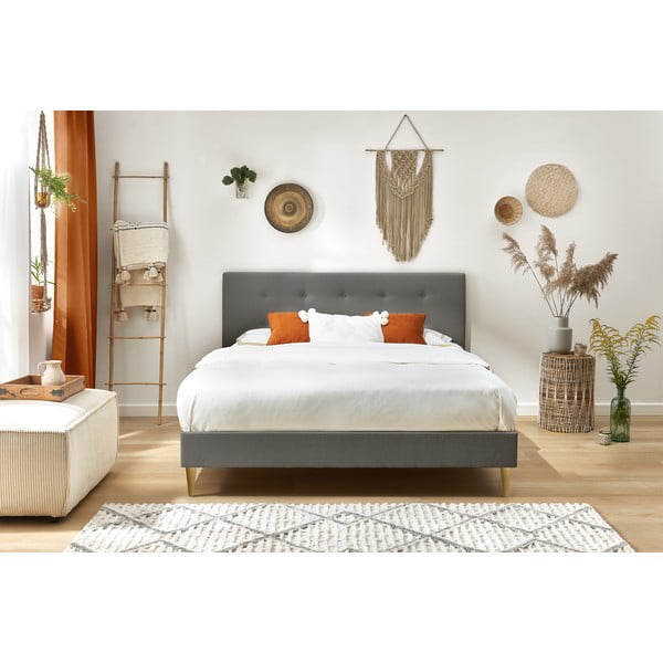 Antratsiitist polsterdatud kaheinimesevoodi koos restiga 180x200 cm Rory - Bobochic Paris-image-4