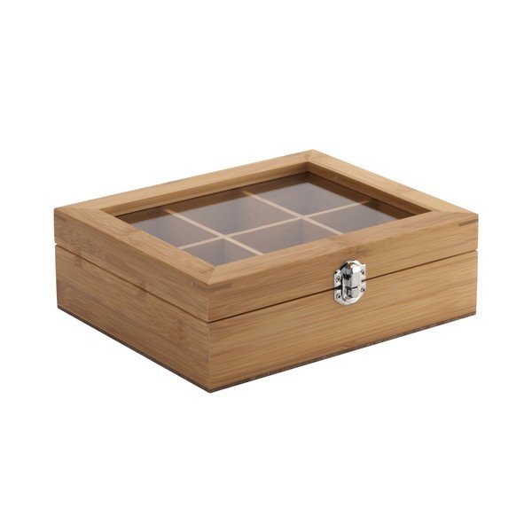 Krabička na čaj s průhledným víkem, bambus-image-1