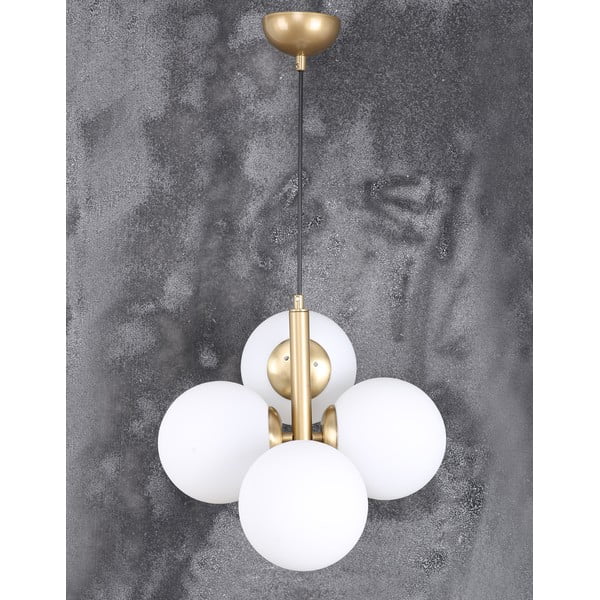 Kuldne-valge klaasist varjuga rippvalgusti ø 15 cm Forte – Squid Lighting-image-4