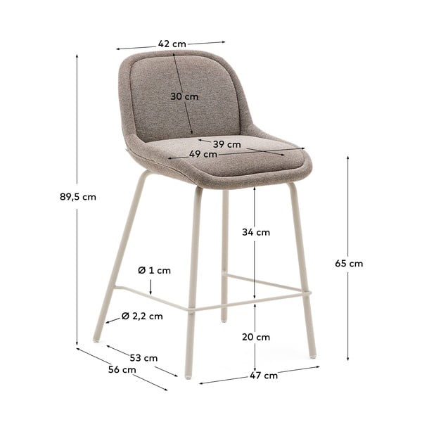Hallikasbeež baaritool (istme kõrgus 65 cm) Aimin - Kave Home-image-3