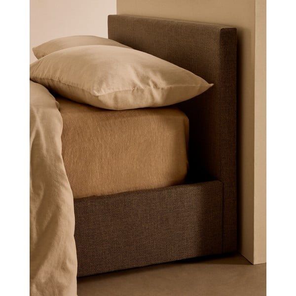 Hall polsterdatud kaheinimesevoodi koos panipaiga ja voodipõhjaga 90x200 cm Nahiri - Kave Home-image-1