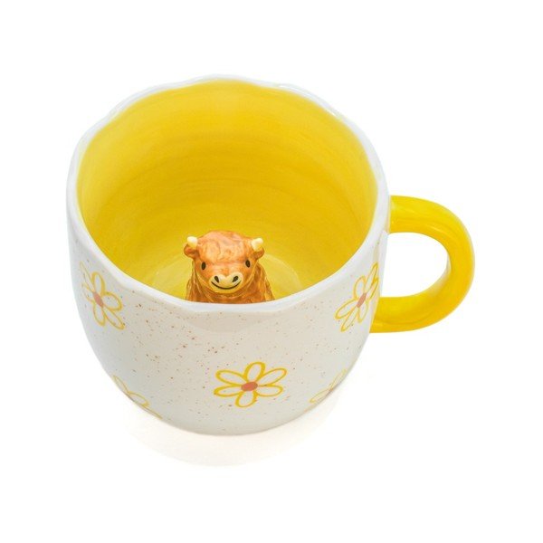 Kollane/kreem portselanist kruus 350 ml Surprise Highland Cow - Sass & Belle-image-2
