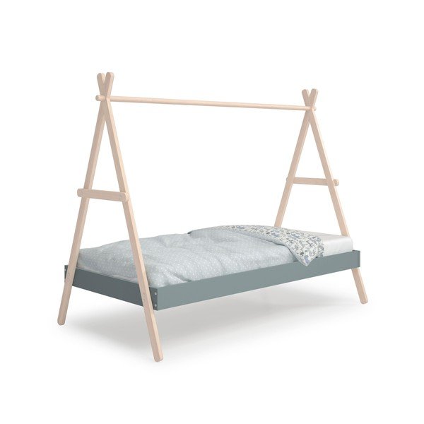 Majakujuline hallikasroheline männispoonist lastevoodi koos voodipõhjaga 90x200 cm Trufa - Marckeric-image-4