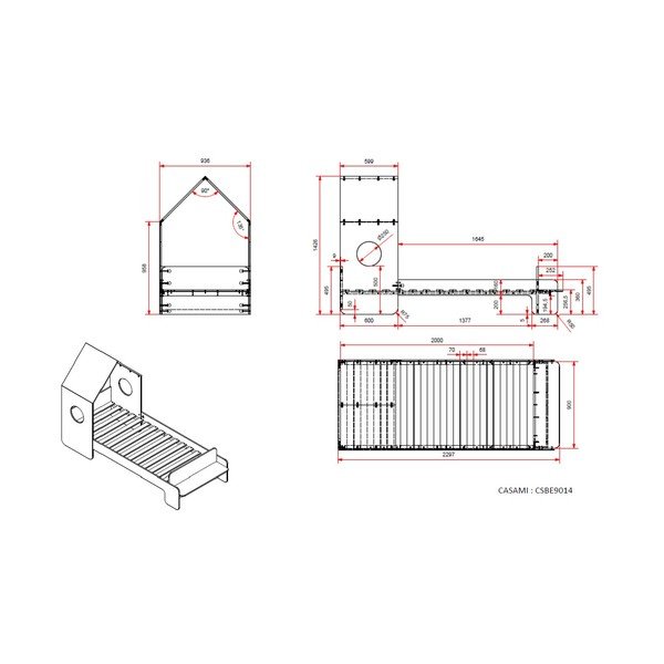 Valge lastevoodi , 90 x 200 cm Casami - Vipack-image-2