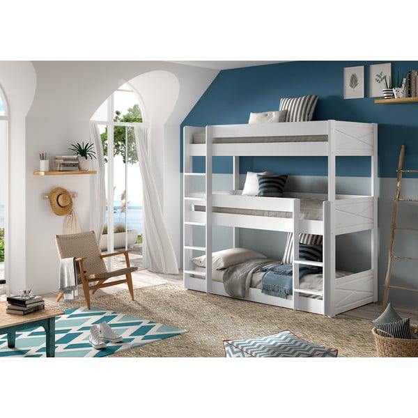 Valge männipuidust laste narivoodi 90x200 cm Scott - Vipack-image-1