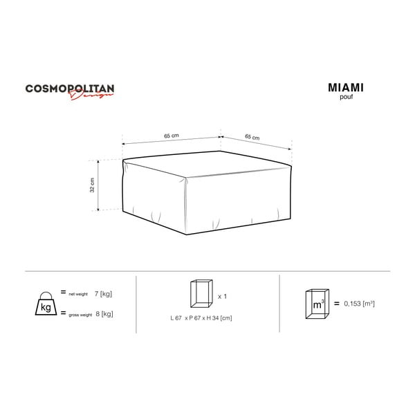Tumehall puff , 65 x 65 cm Miami - Cosmopolitan Design-image-4