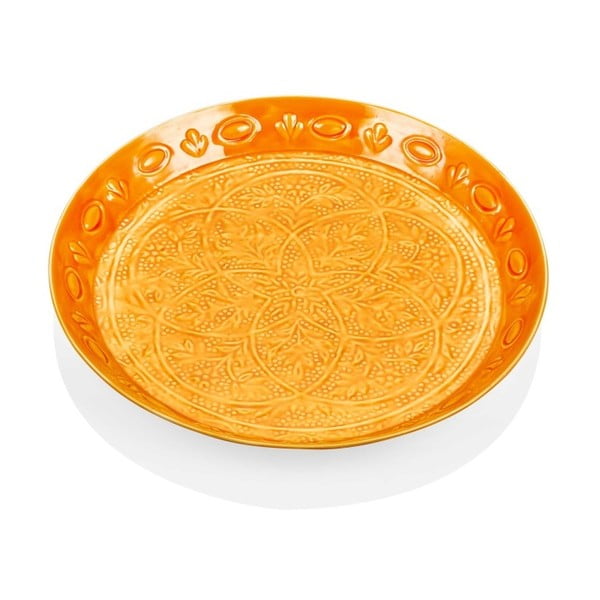 Žlutý ručně kovaný servírovací talíř The Mia Duggal, ⌀ 42 cm