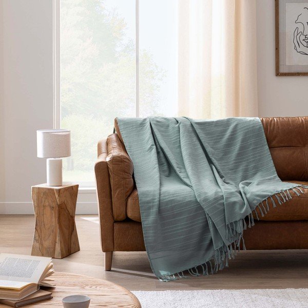 Roheline puuvillane voodikate 125x150 cm Lilia - douceur d'intérieur-image-1