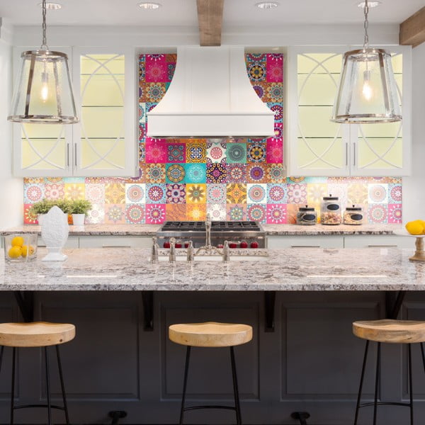 30-st seinakleebisest koosnev komplekt Seinakleebised Azulejos , 15 x 15 cm Mariska - Ambiance-image-3