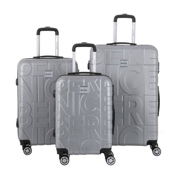 Sada 3 šedých cestovních kufrů Berenice Typo