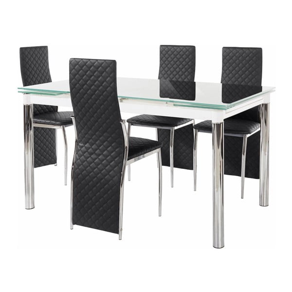 Set jídelního stolu a 4 černých jídelních židlí Støraa Pippa William Puro Black