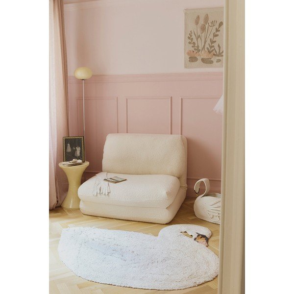 Kreem pestav/käsitsi kootud puuvillane laste vaip 100x120 cm Swan - Lorena Canals-image-1