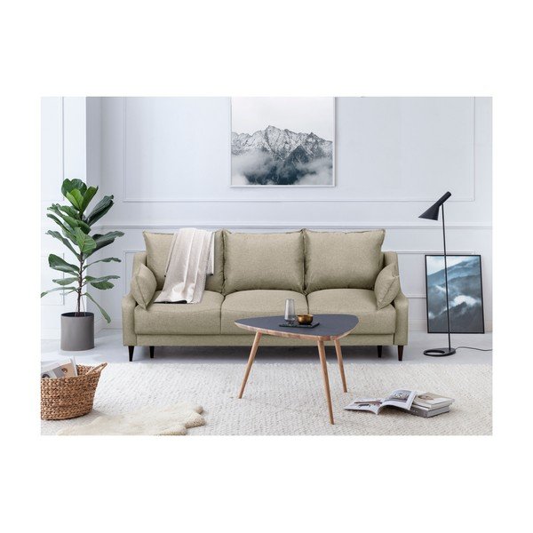 Béžová rozkládací pohovka s úložným prostorem Mazzini Sofas Ancolie, 215 cm-image-3