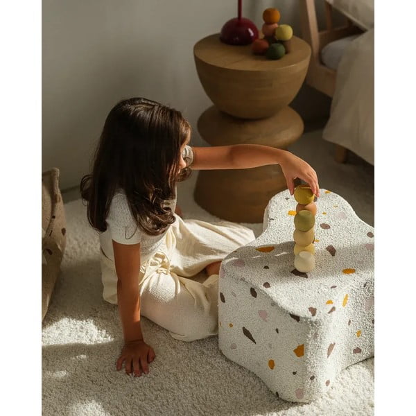 Valge buklee/šenillkangast laste kott-tool Terrazzo Cloud - Wigiwama-image-2