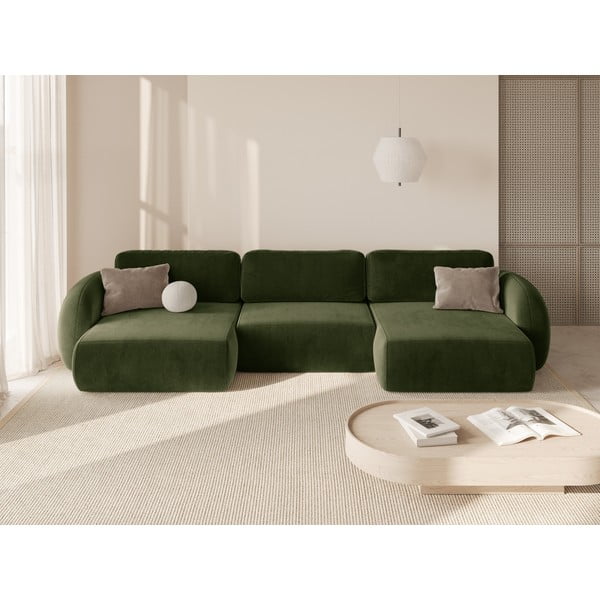  Roheline sametist lahtikäiv hoiuruumiga nurgadiivan (U-kujuline) Tonale – Cosmopolitan Design-image-1