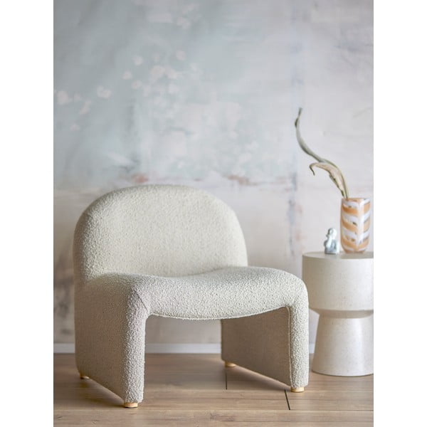 Kreemjas tugitool, mis on valmistatud bukleekangast Neel - Bloomingville-image-1