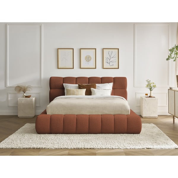 Oranž polsterdatud kaheinimesevoodi koos panipaiga ja voodipõhjaga 180x200 cm Mont Blanc - Bobochic Paris-image-1