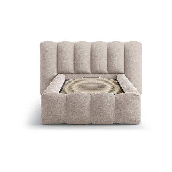 Helepruun polsterdatud üheinimesevoodi koos panipaiga ja voodipõhjaga 90x200 cm Lupine - Micadoni-image-3