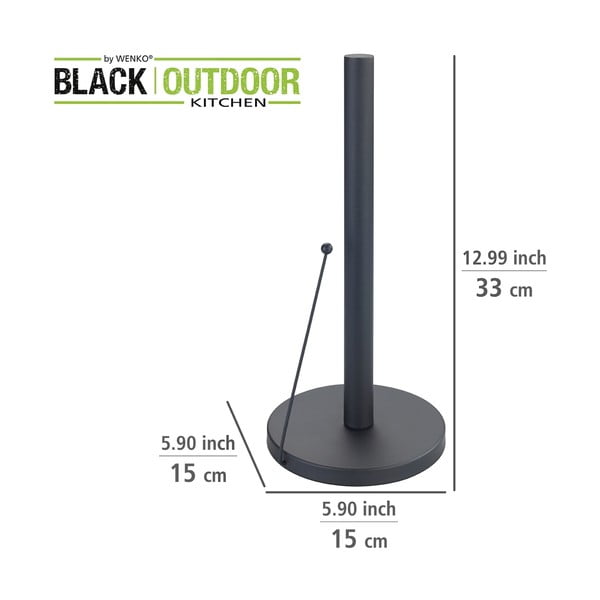Must metall majapidamispaberi stend ø 15 cm Black Outdoor Kitchen Clayton – Wenko-image-3