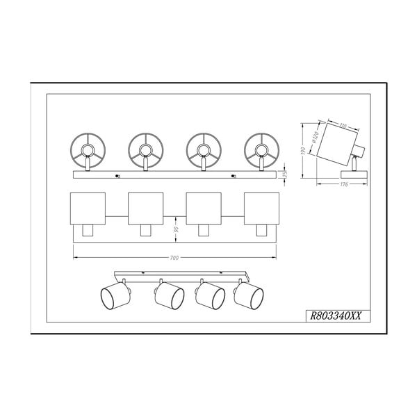 Valge laevalgusti 4 pirnile Spot Tommy, laius 70 cm - Trio-image-2