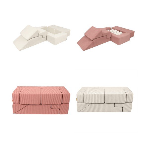 Roosa velvetist-vahtplastist mänguväljak 100x35x40 cm Montessori - Meowbaby-image-2