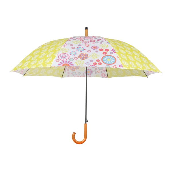 Žlutý deštník s dřevěnou rukojetí Esschert Design Flowers