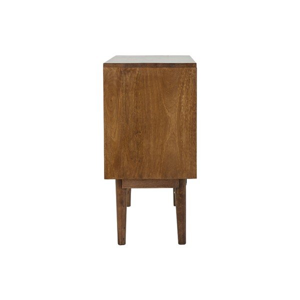 Tumepruun täispuidust madal sahtlitega kapp 100x80 cm Bitika - Light & Living-image-3