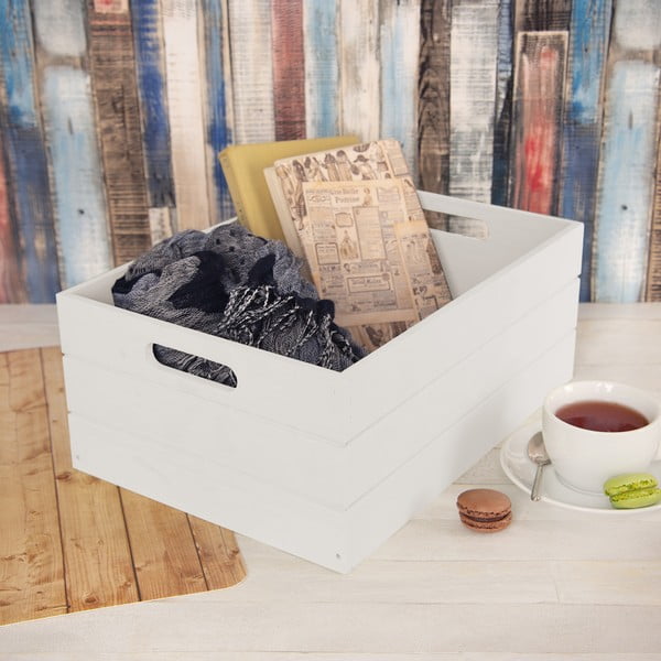 Valge puidust hoiukast 36x26x15 cm - Orion-image-1