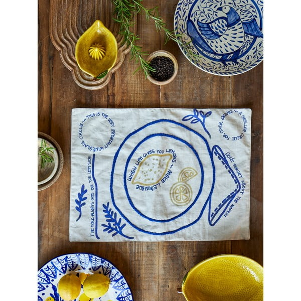 Linane taldriku alusmüts 33x48 cm Limone - Bloomingville-image-1