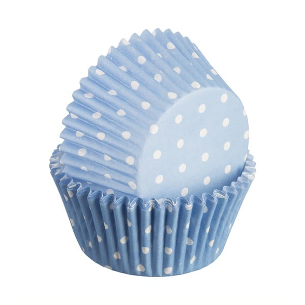 Sada 75 formiček na cupcakes Polka, světle modrá
