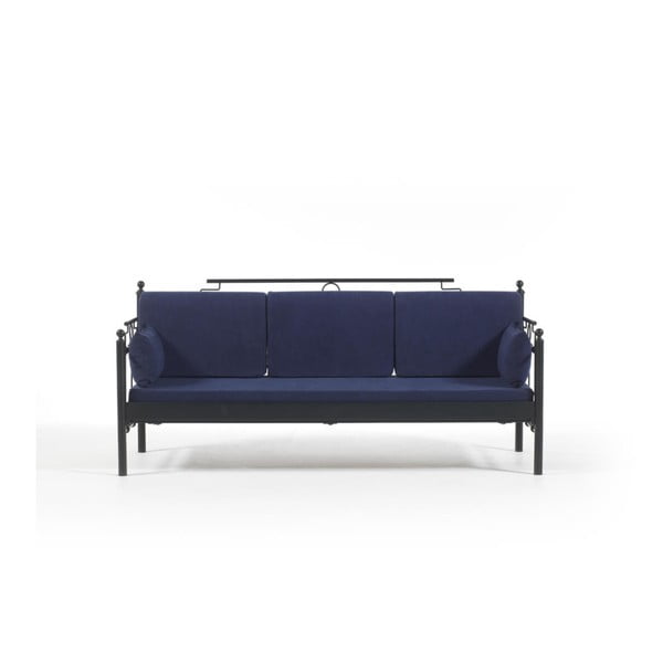 Tmavě modrá třímístná venkovní sedačka Halkus, 76 x 209 cm