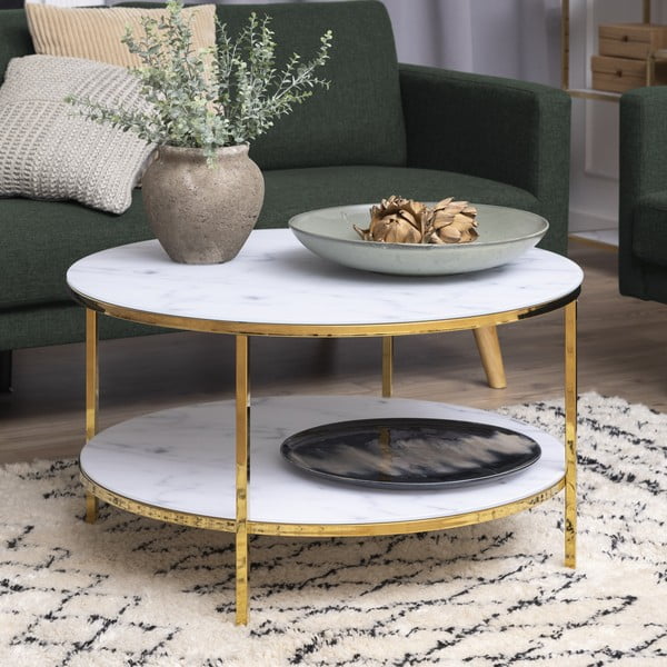 Valge ümmargune kohvilaud ø 80 cm Alisma - Actona-image-1