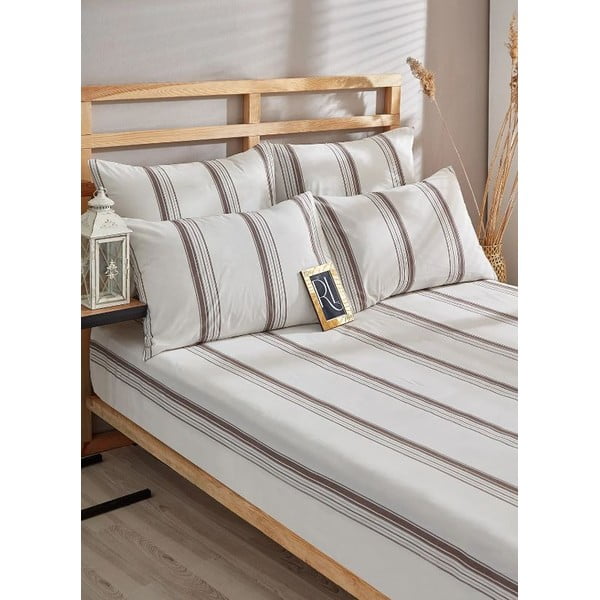 Pruun-beež puuvillane pikendatud voodipesu kaheinimesevoodile 200x220 cm - Mila Home-image-1