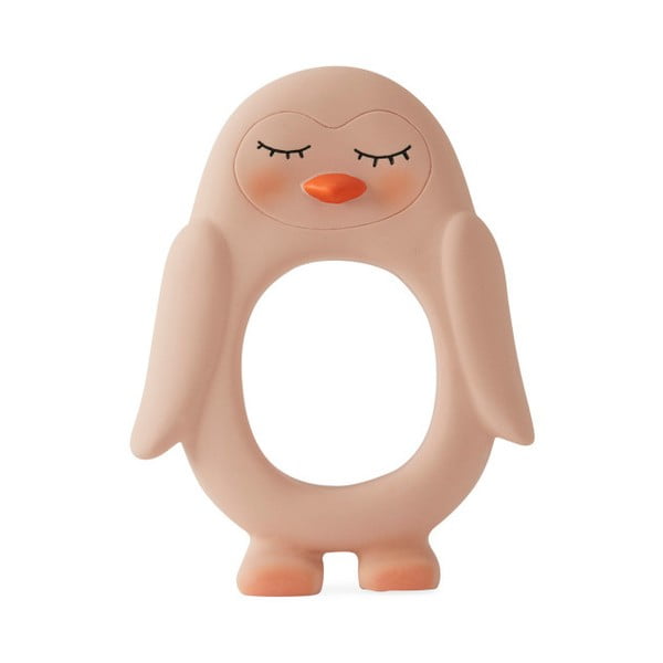 Růžové kousátko pro děti z přírodní gumy OYOY Penguin