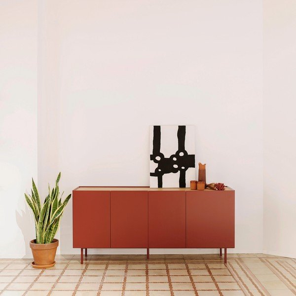 Punane madal kummut 165x78 cm Arista – Teulat-image-1