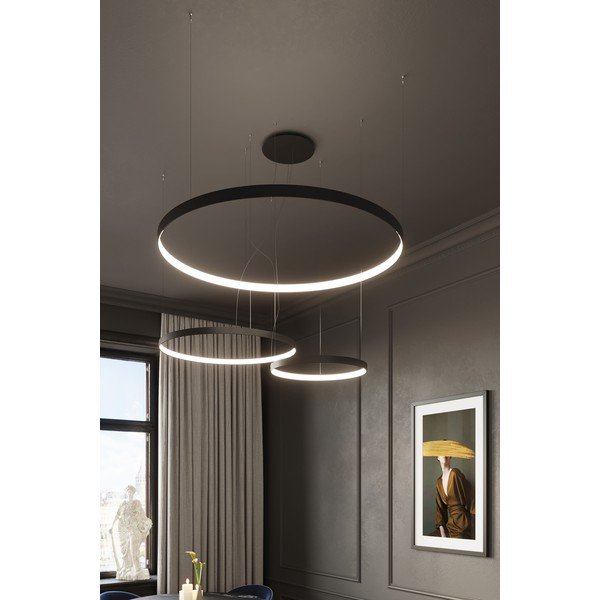 Must alumiiniumist LED-ripplamp ø 110 cm RIO - Thoro-image-1