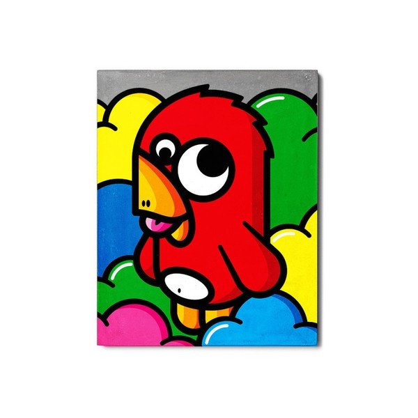 Betoonist seinamaaling Rouge, 24 x 30 cm Oiseau - Lyon Béton