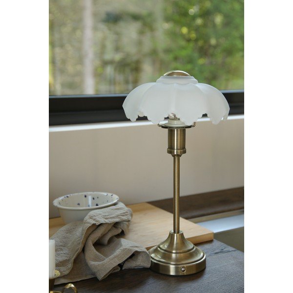 Valge/messingivärvi klaasist hämardatav/kaasaskantav laualamp (kõrgus 35 cm) Kurage - Markslöjd-image-1