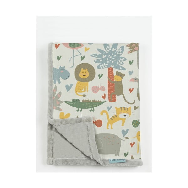 Bílo-šedá dětská deka 170x130 cm Animals - Little Nice Things