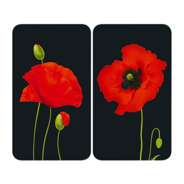 Karastatud klaasist pliidikatte komplekt 2 tk 52x30 cm Poppy - Maximex