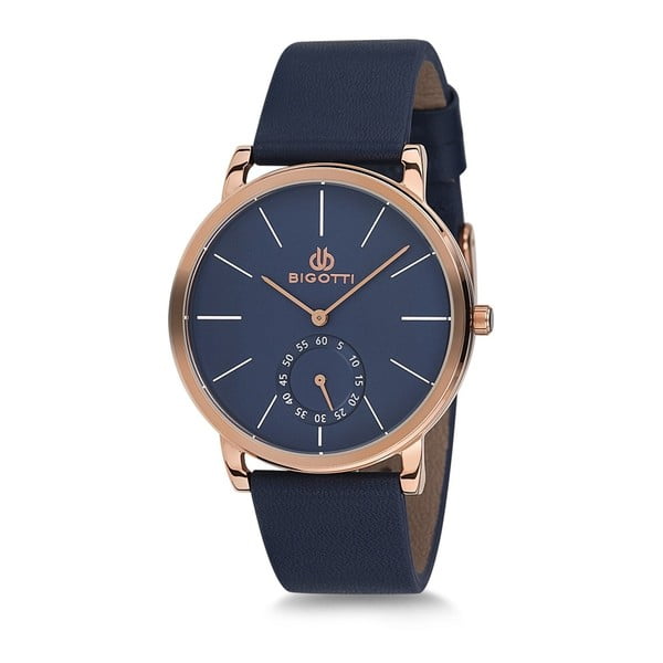 Pánské hodinky s modrým koženým řemínkem Bigotti Milano Thomas