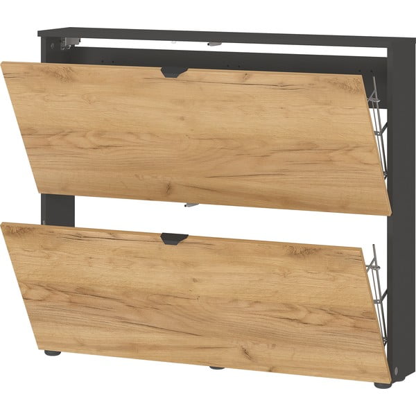 Antratsiitne tammespoonist hingedega jalatsiriiul 100x85x19 cm Renell - Germania-image-4