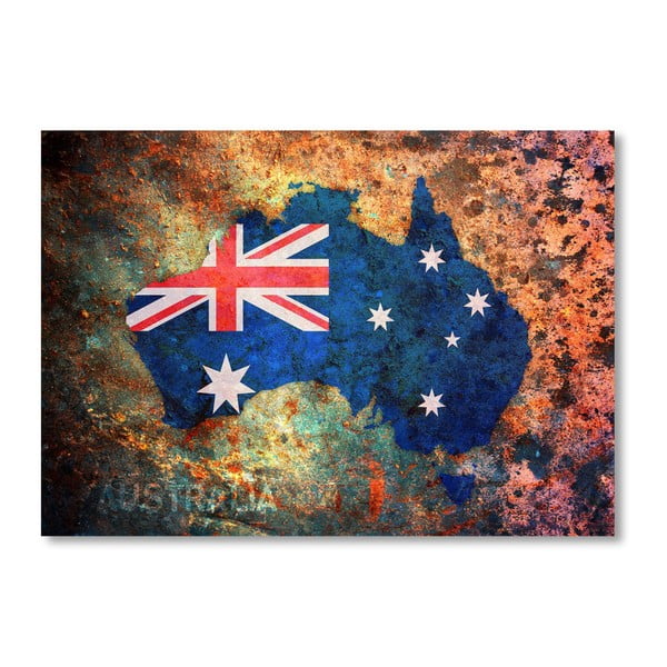 Plakát s mapou Austrálie Americanflat Flag, 60 x 42 cm