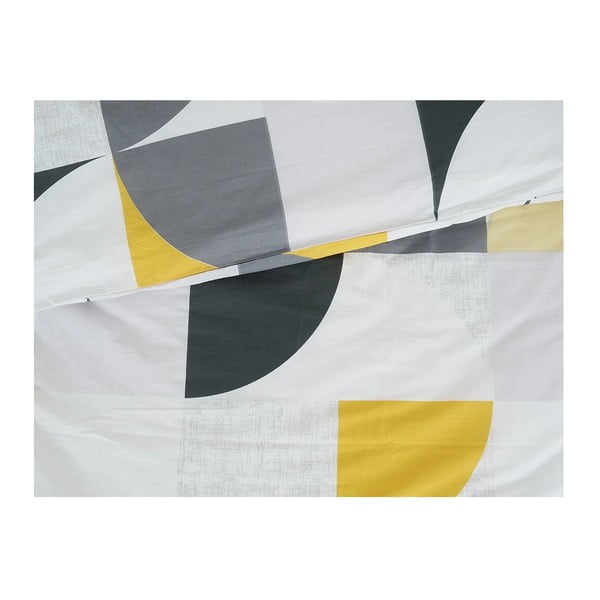 Kollane/hall krepp voodipesu üheinimesevoodile 140x200 cm Geometries - B.E.S.-image-1