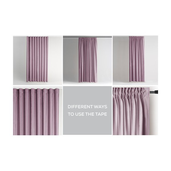 Heleroosa sametist dimout-kardin 140 × 270 cm Pleat – Restilo-image-3